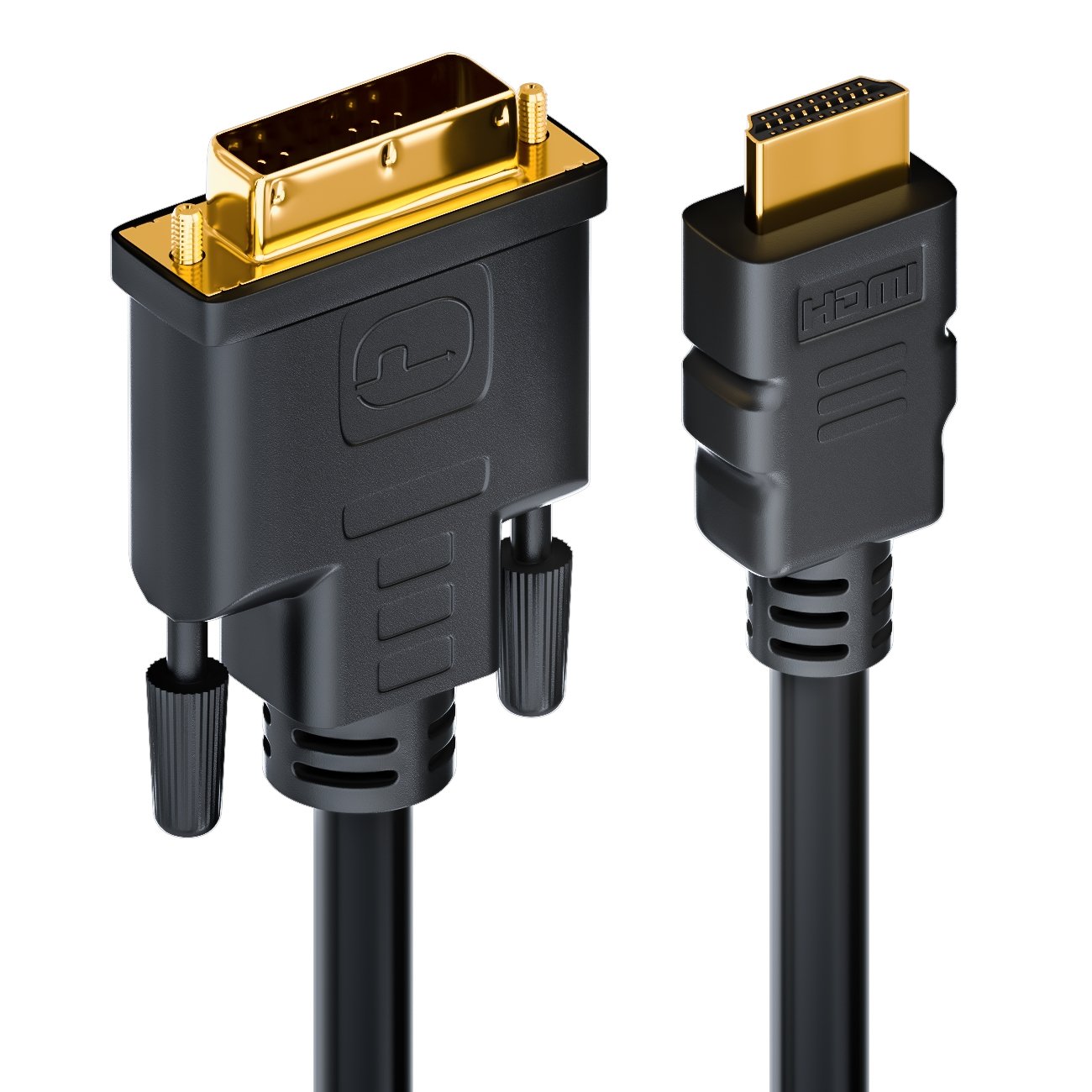 deleyCON 2m Cavo da HDMI a DVI DVI-D DVI-I Alta Velocità 3D Ready Cavo Adattatore TV Monitor 1080p FULL HD HDTV 3D Portatile - Nero