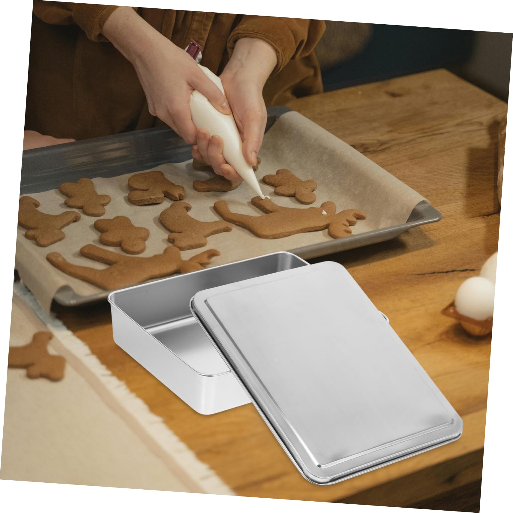 Molde para Pastel de Acero Inoxidable con Gran Capacidad, Bandeja para Horno Rectangular Adecuado para Panadería y Tienda de Pasteles