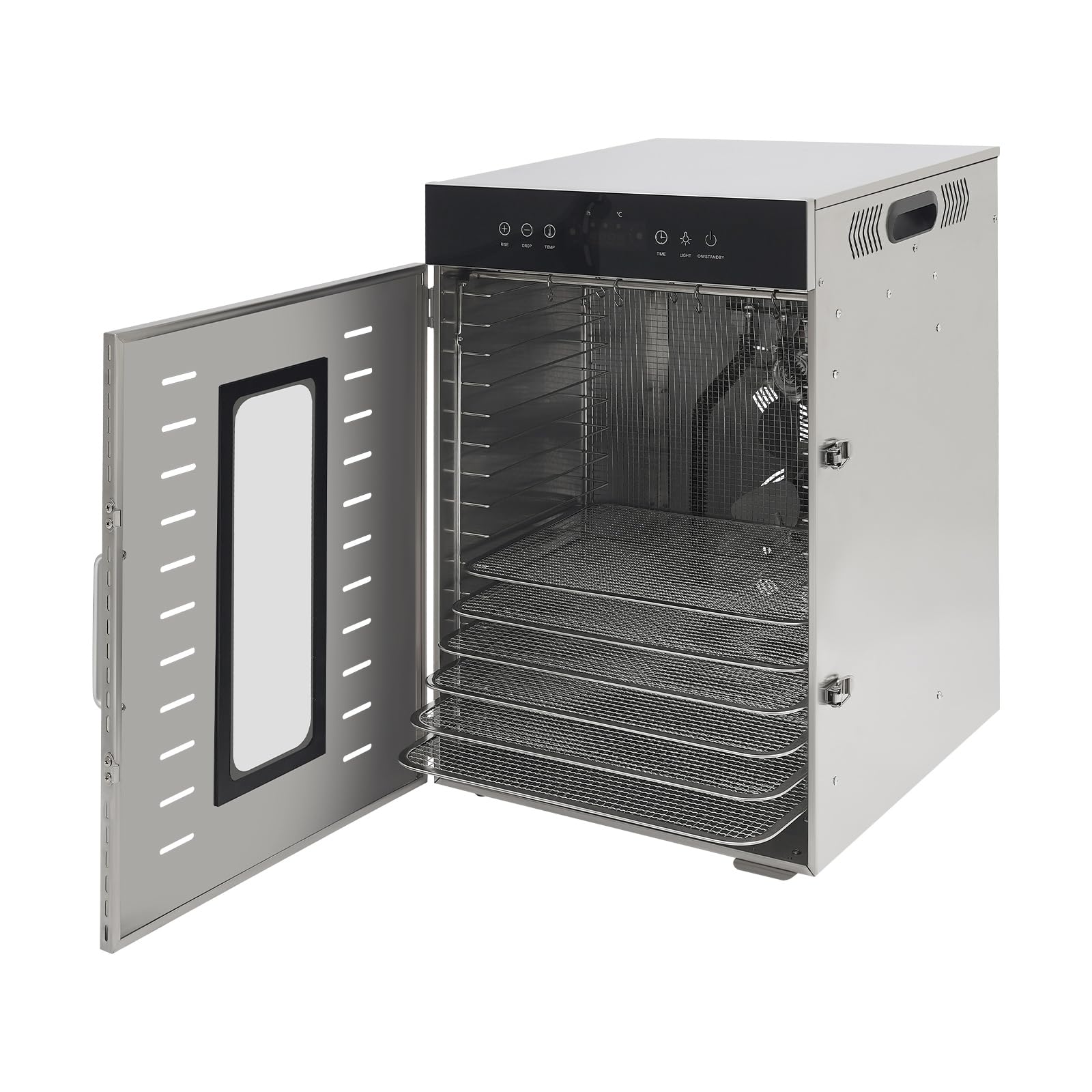 Deshidratador 1370 W ± 20 W, 16 pisos, acero inoxidable, máquina de deshidratación, 1,8 m/s | 1000 rpm Temperatura ajustable y tiempo Deshidratador de bajo ruido Máquina Secadora de Alimentos para Comercial 60×46×40 cm