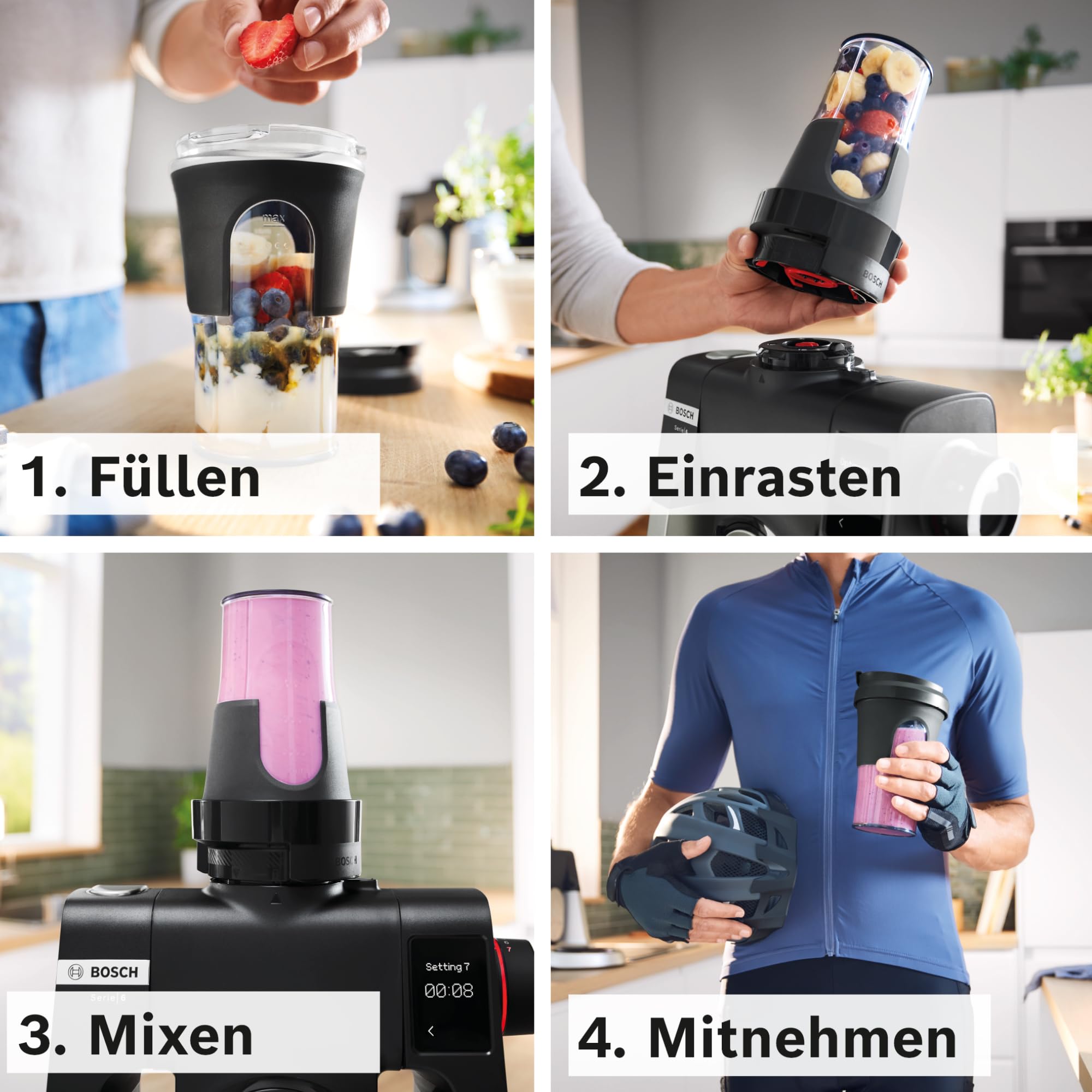 Bosch Multi-Zerkleinerer-Set MUZS68TM, 5-in-1, Mixen, Mahlen, Hacken, Aufbewahren, ToGo-Becher, Zubehör passend für Küchenmaschine Serie 6, Serie 8, OptiMUM
