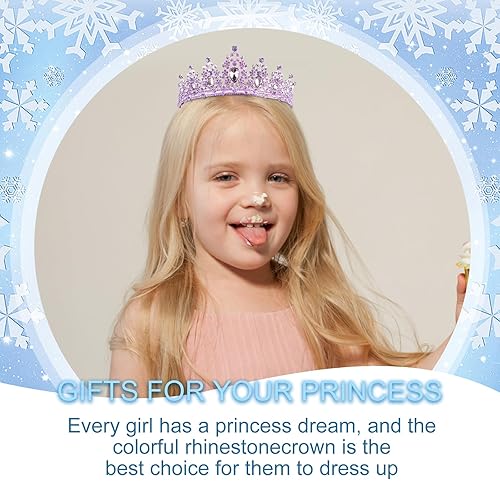 Miniatura 7 de Tiaras para niñas, coronas de cumpleaños de KICOSY para mujeres, diadema de tiara de princesa con diamantes de imitación de cristal, decoración de
