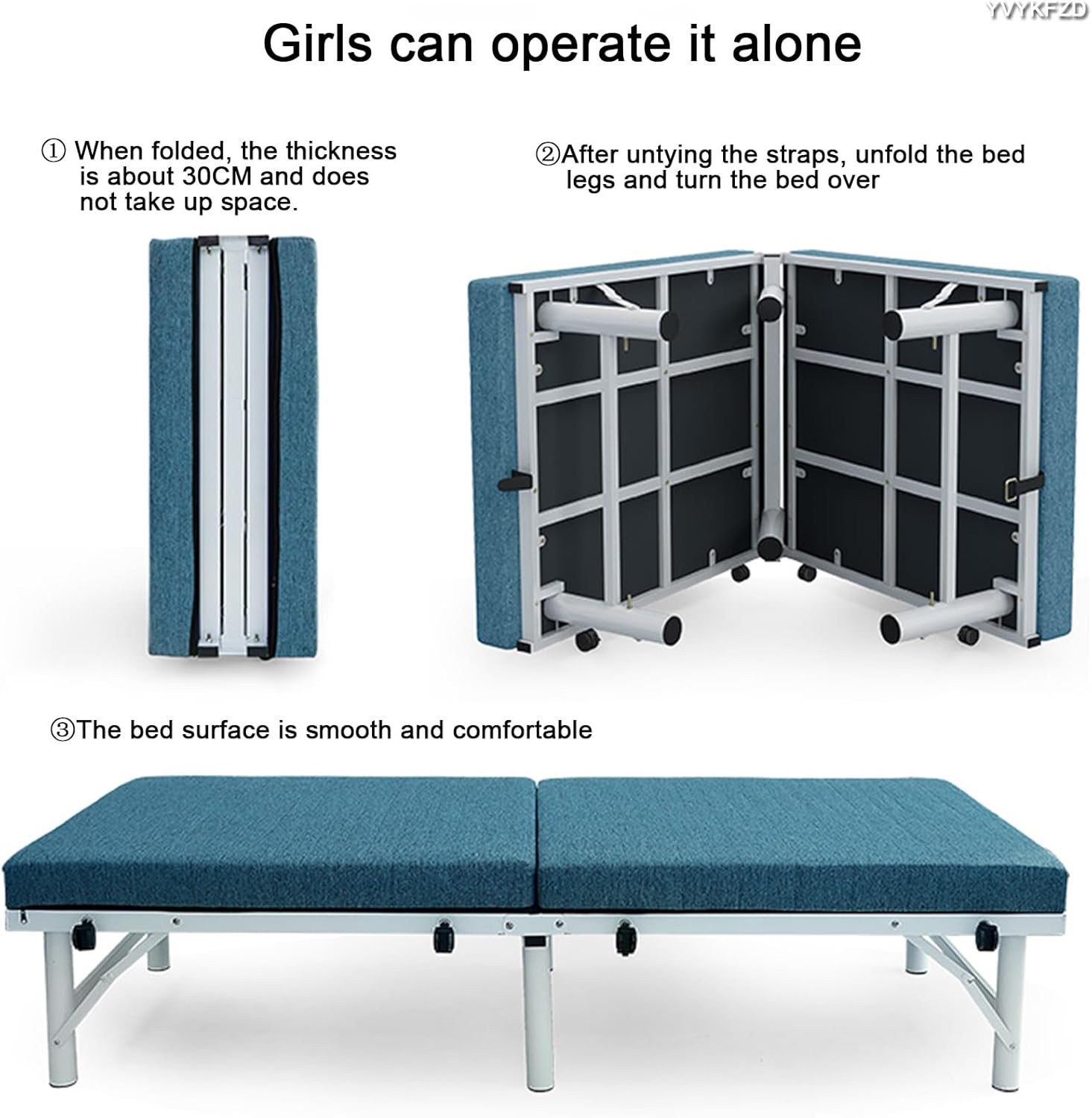 YVYKFZD Portable Camping Cots, Folding Camping Bed for Adults, Comfortable Single Sleeping Cots, Supports 661 lbs, for Tent Office Outdoor Travel (Color : Gray, Size : 194x60x46cm)