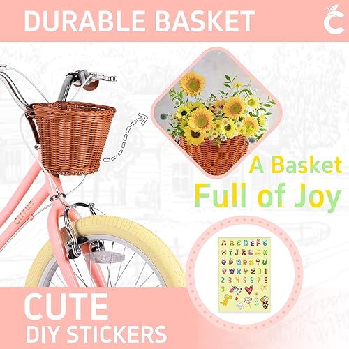 Miniatura 19 de Bicicleta para niños de 2 a 12 años de edad, niñas y niños de 12, 14, 16, 18 y 20 pulgadas, bicicletas retro con ruedas de entrenamiento, anillo de