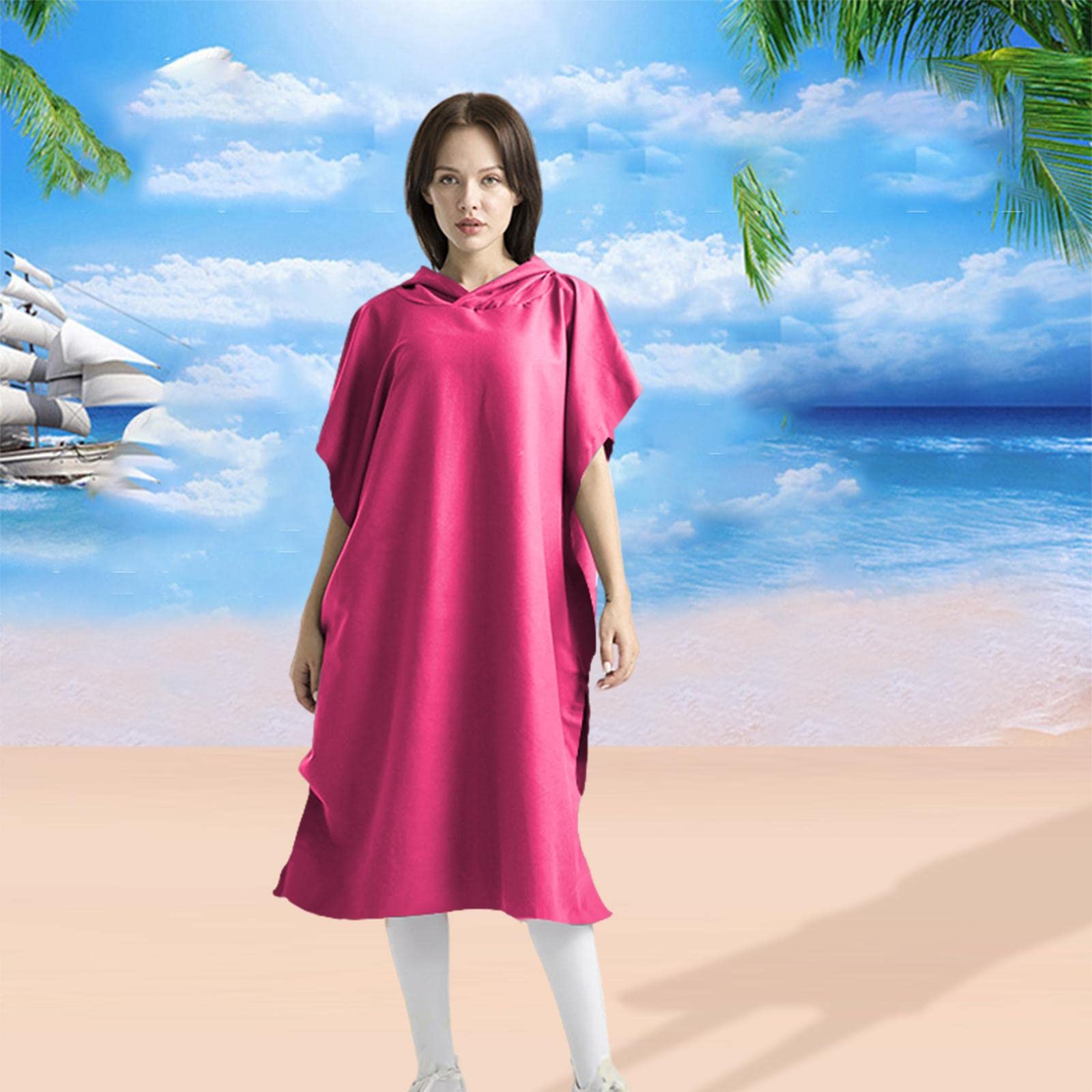 harayaa Poncho de Plage à Capuche, Peignoir de Sport en Microfibre Absorbante pour Plus de Confort et de Praticité, Idéal pour La Natation et Les