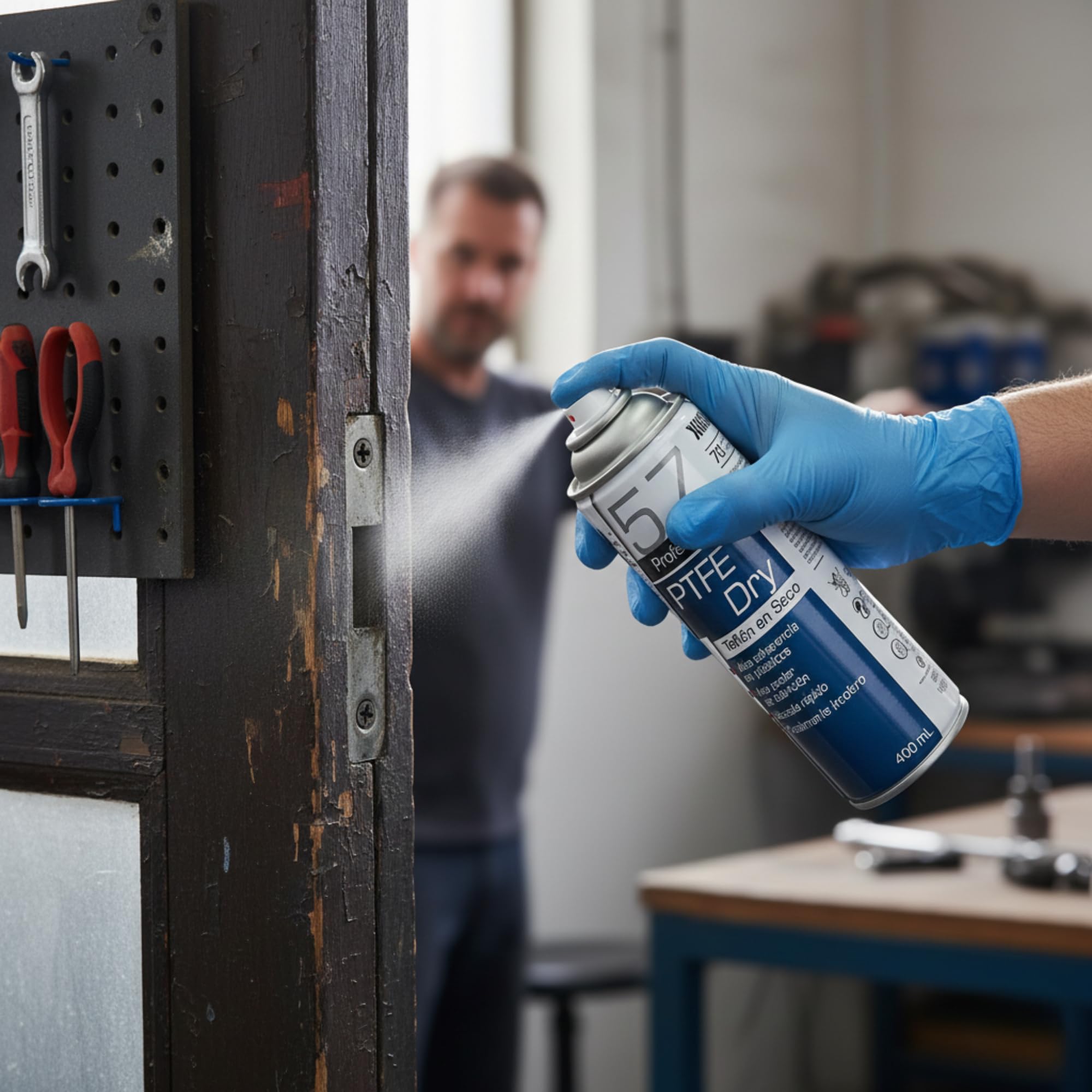 Lubricante de Teflón Seco PTFE Spray Multiusos 400 ml – No Mancha ni Atrae Polvo, Secado Rápido, Antiadherente – Cadena Bici, Cerraduras, Bisagras, Cremalleras, Impresora 3D – Globaltec Professional