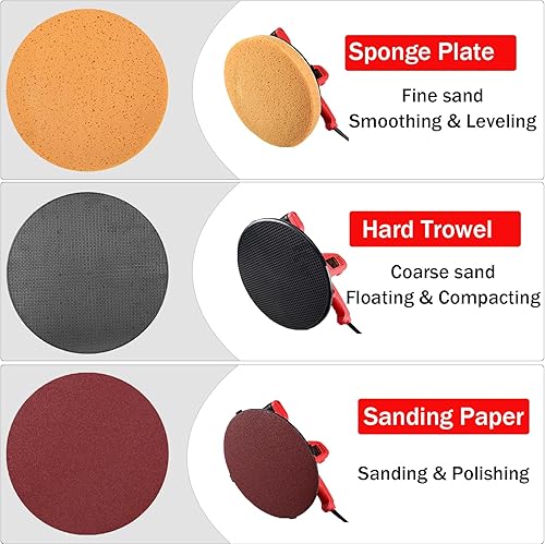 Miniatura 2 de Lijadora de mano para paneles de yeso, Paleta de mortero de cemento de hormigón ajustable de 6 velocidades, Kit de máquina pulidora de alisado de