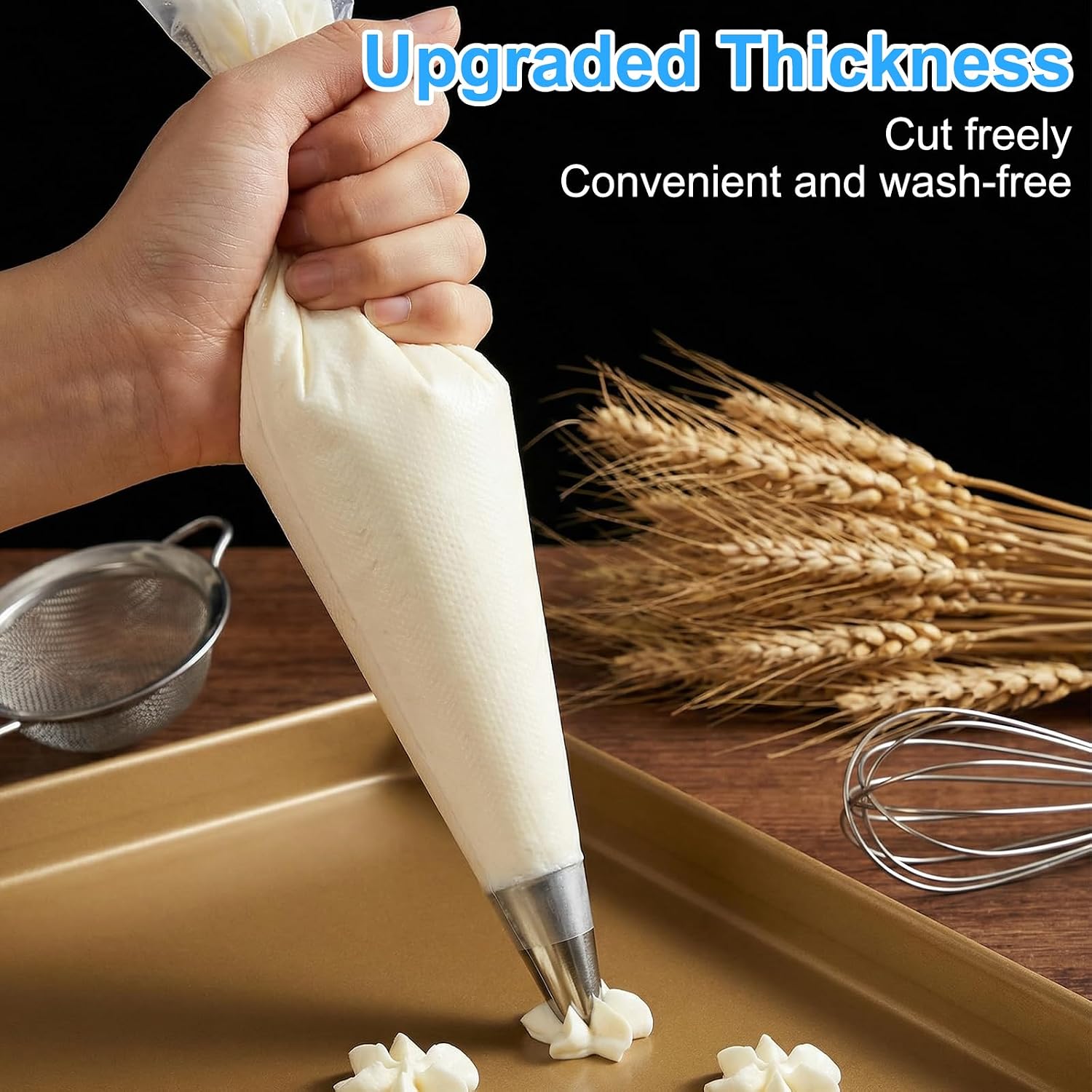 200 PCS 24 Inch Extra Large Piping Bags Disposable Thickened Anti-Burst Pastry Icing Frosting Bags Food Grade Cake Decorating Bag for Cupcakes Cookies Desserts