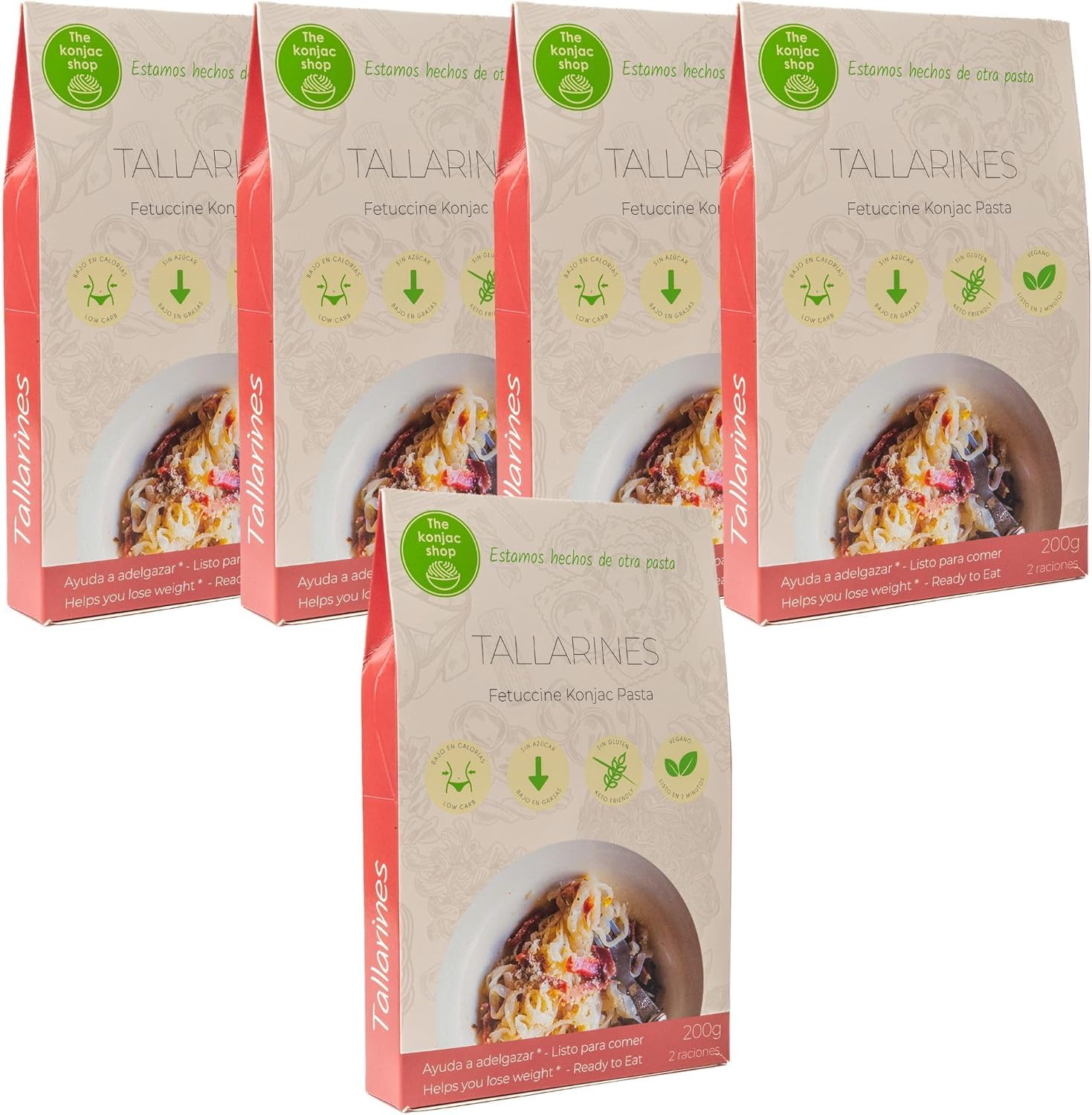 The Konjac Shop - Tallarines de Konjac 270g Shirataki Sin Gluten Bajo en Calorías y Carbohidratos Apto para Veganos y Dietas Keto (Paquete De 5)