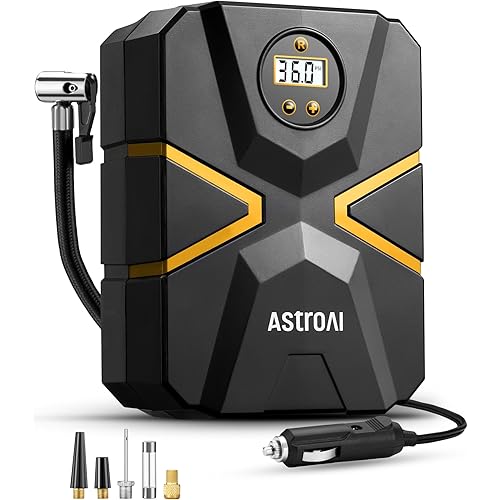 AstroAI S1 Tire Inflator Portable Air Compressor 12V DC, Digital Car Tire Pump 150 PSI, Preset Tire Pressure & Auto Shutoff, Electric Air Pump for Car Tires, Motorcycles, Bicycles, Other Inflatables