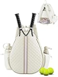 Lufstd Tennis Racket Bag, Tennis Bags for Women, Quilted Sling Crossbody Backpack with Hook, Water Resistant Tennis Racket Cover for Pickleball, Racketball