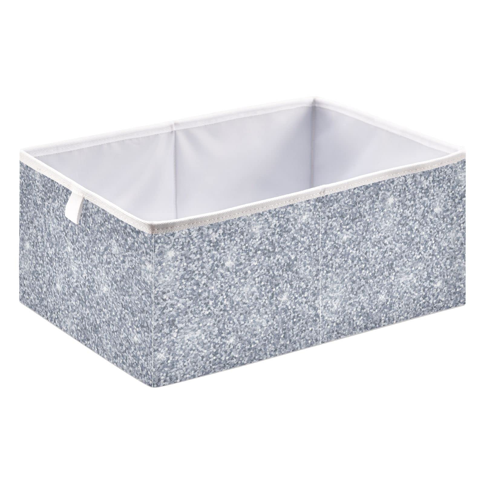 Emelivor Silver Glitter Cube Storage Bin Foldable Storage Cubes Waterproof Toy Basket for Cube Organizer Bins for Kids Toys Nursery Closet Shelf Book Office Home - 15.75x10.63x6.96 IN