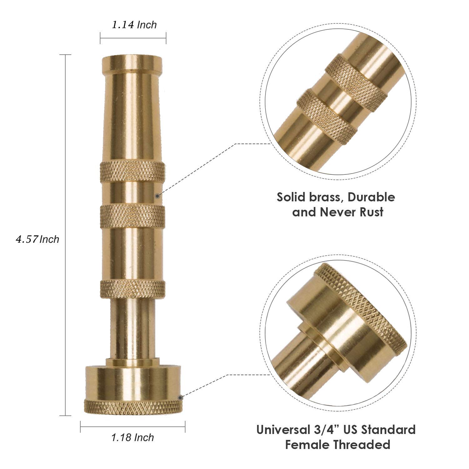 Tuyau D'Arrosage En Acier Inoxydable 304 SKYWARD - 30,5 M - Buse Laiton, Flexible, Anti-Fuite - Résistant UV