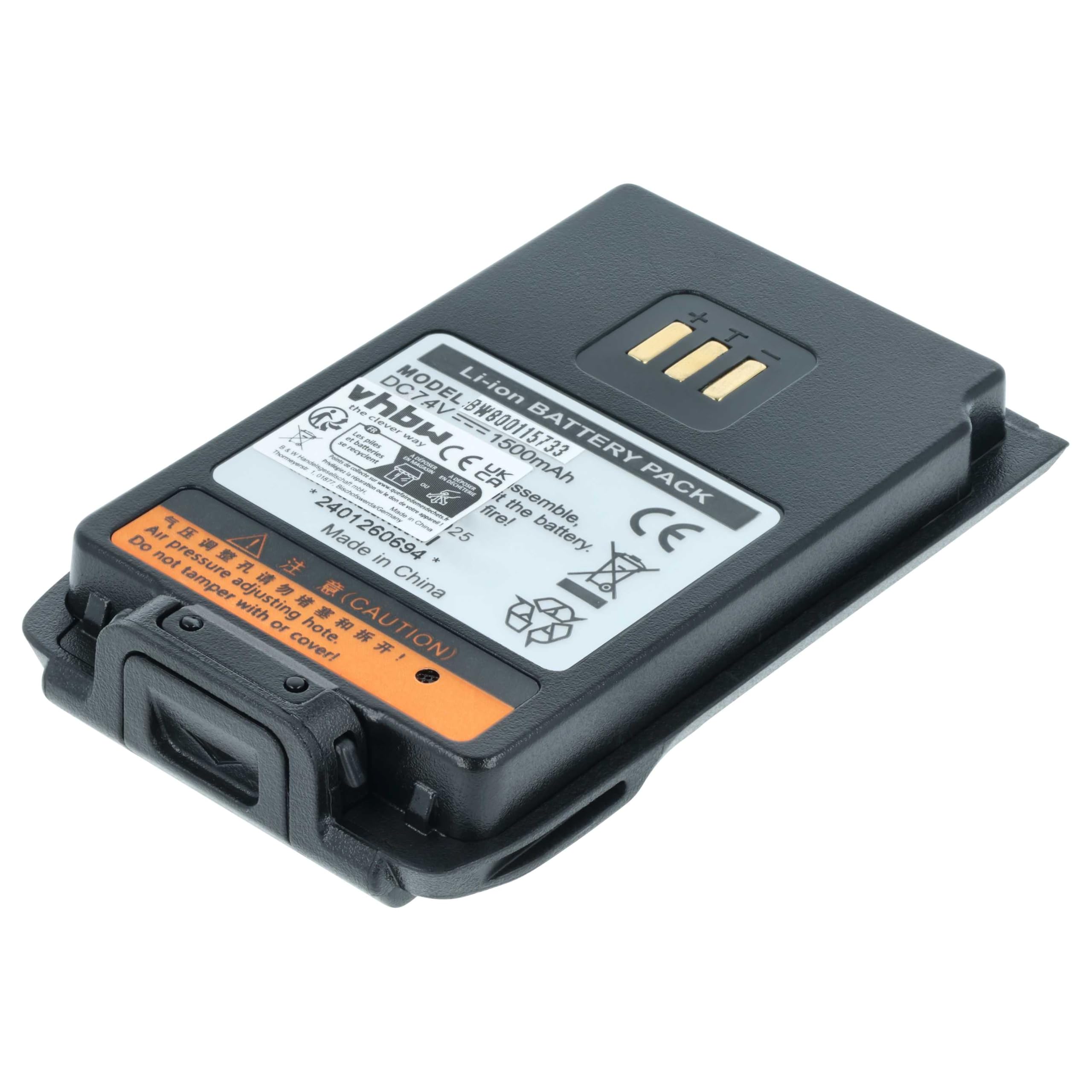 vhbw 2x batteria compatibile Hyt/Hytera PD502 PD560 UL913 PD506 PD505 PD502i-UL PD500 UL913 radio 1500mAh 7,4V Li-Ion