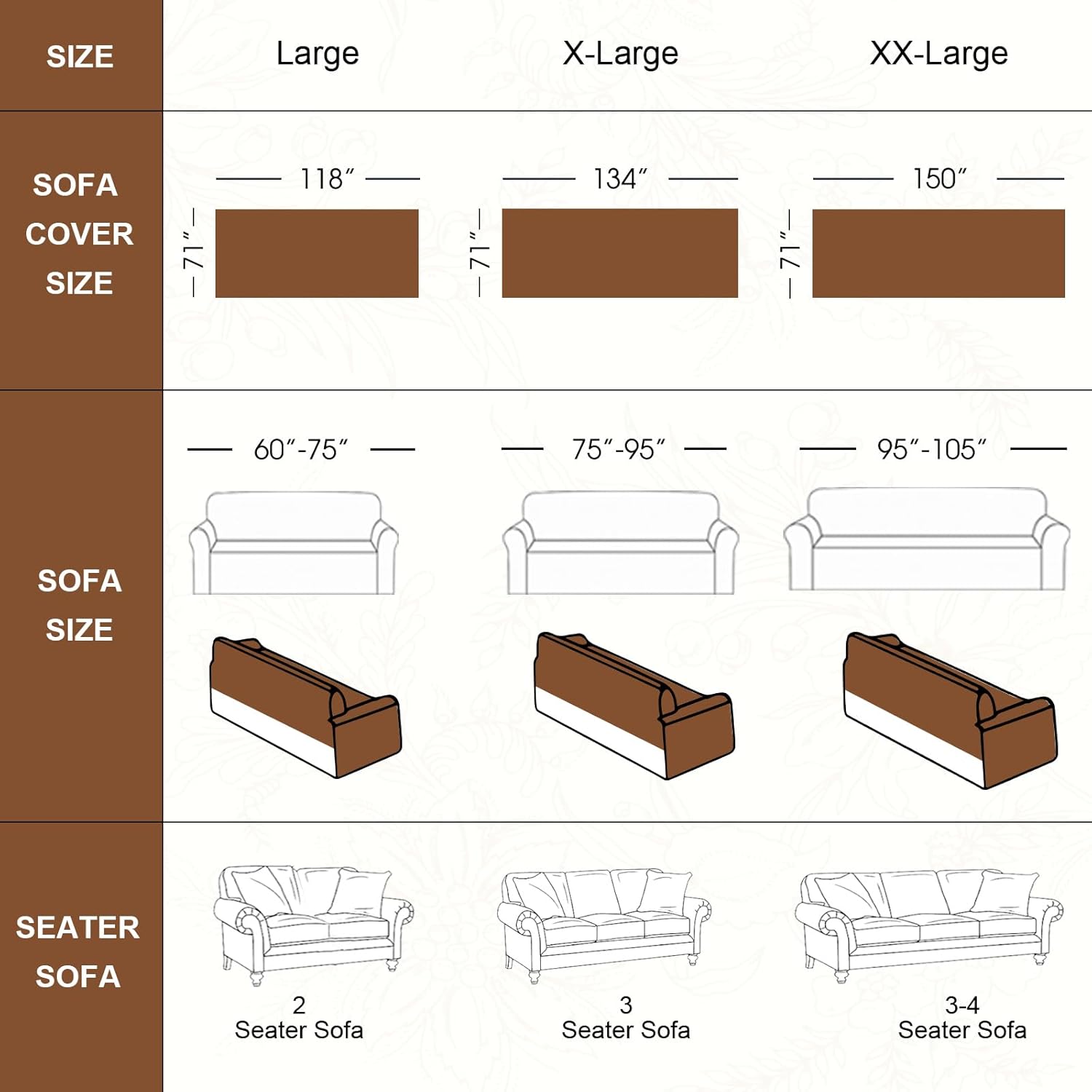 Cute Animal Cat Theme Couch Cover, Soft Non Slip Chenille Sofa Cover for 2 Cushion Couch Sofa, Retro Boho Geometric Border Design Sofa Cover for Modular Sofa, Washable Slipcover, Chestnut Brown