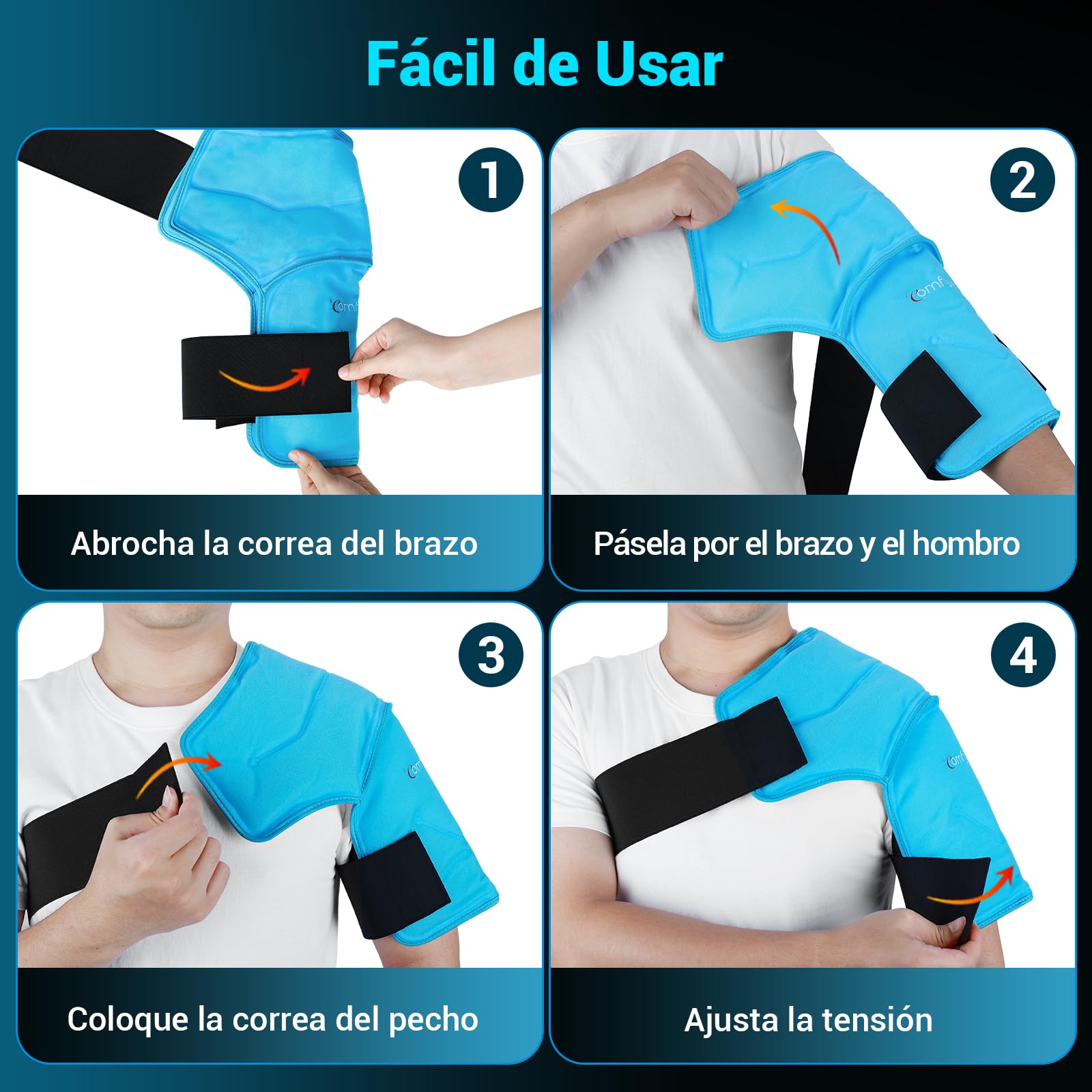 Comfytemp Bolsa de Hielo para Hombro, 3D Bolsa de Hielo Reutilizable, Terapia de Calor y Frío para Alivio del Dolor del Hombro, Tendinitis, Bursitis, Ajuste el Hombro Izquierdo y Derecho(S/M)