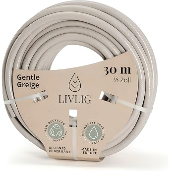 Livlig53 Garden hose 1/2 inch 30 m Water Hose Made in Germany Recycled Material Dimensionally Stable Greige