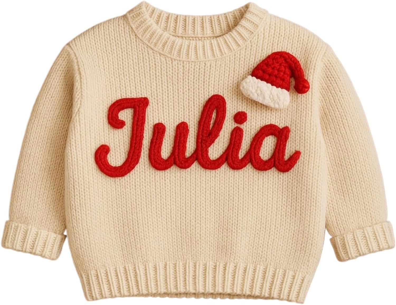 Custom Christmas Baby Sweater with Name,Hand Embroidered Baby Name Sweater,Toddler Christmas Clothes