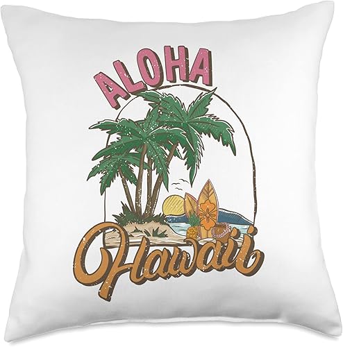 Aloha Hawaii Summer Vacation Beach Surf Island - Almohada de piña, 18 x 18 pulgadas, multicolor