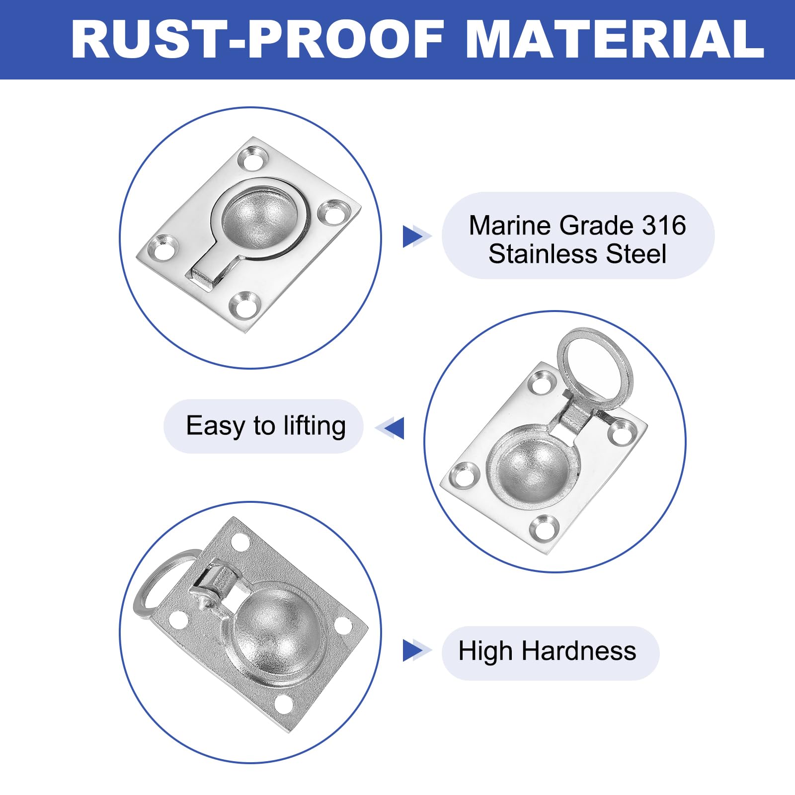 PATIKIL 1-7/8"x1-1/2 Flush Pull Ring Handles - Image 3