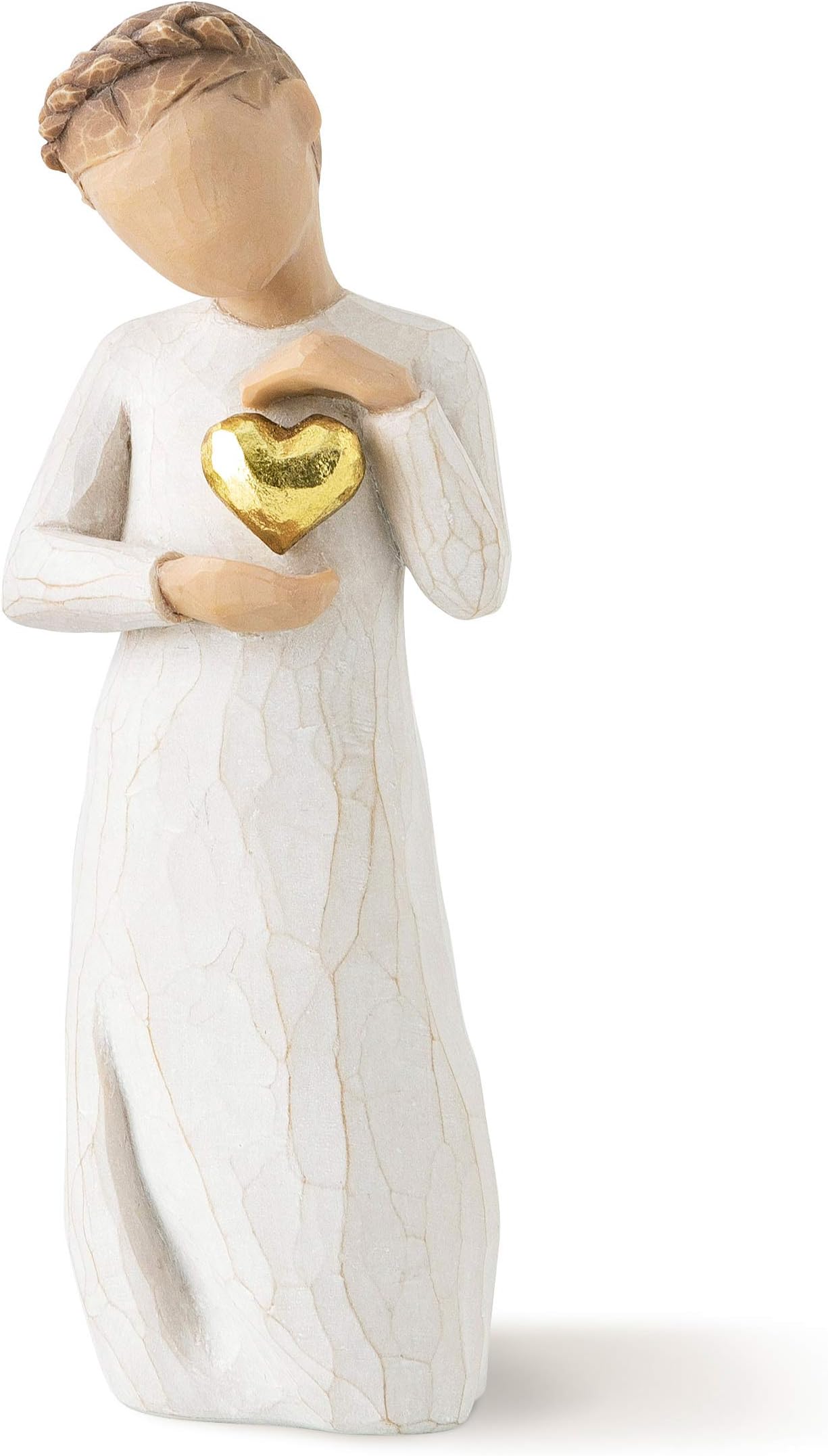 - Keepsake, Kept Forever in The Heart, Figure Holding Gold Leaf Heart, an Expression of Love and Caring or to Express Sympathy and Comfort, Sculpted Hand-Painted Figure