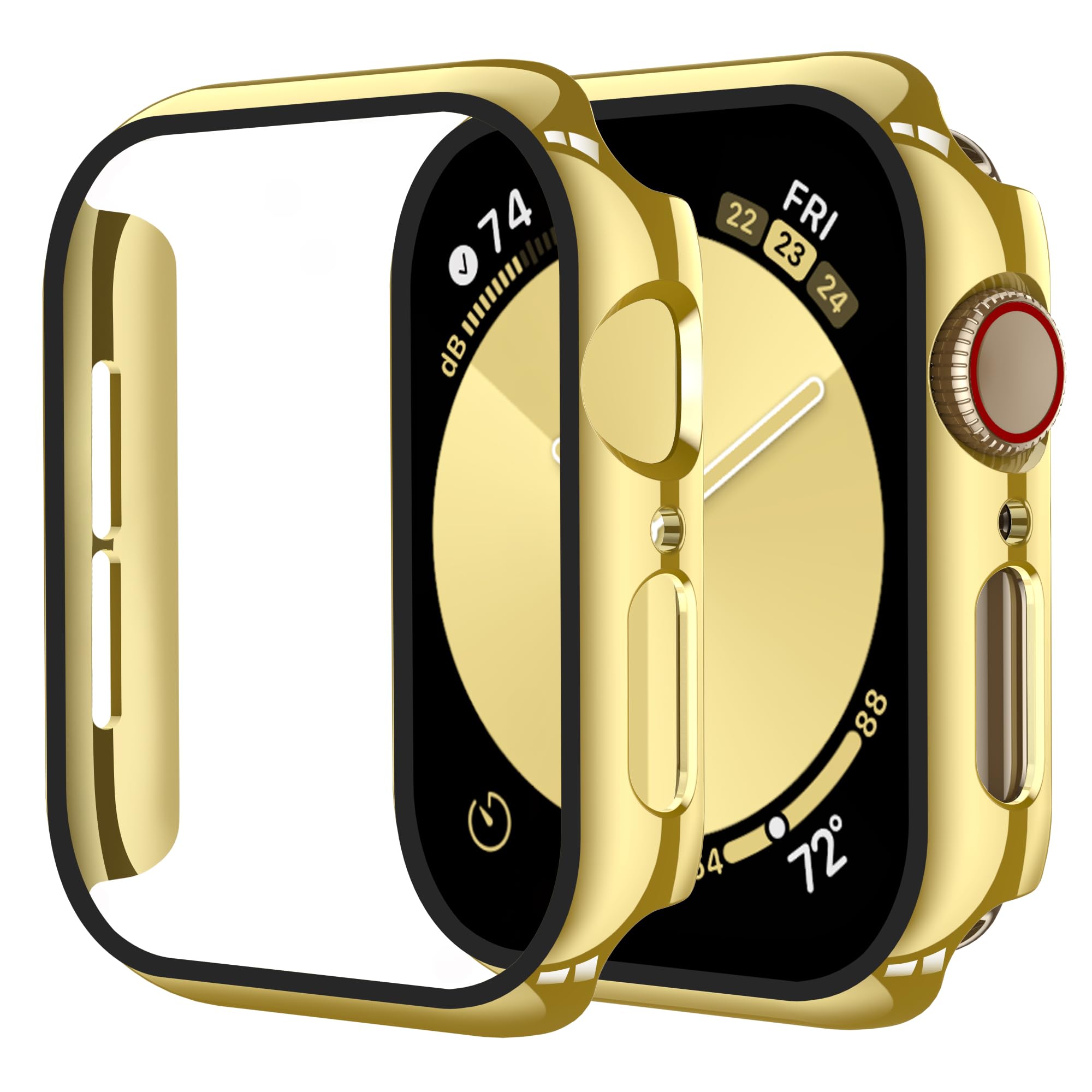 Smiling 2 Pack Case Compatible with Apple Watch SE 3 (2025)/ SE 2/ SE/Series 6/5/4 40mm with Tempered Glass Screen Protector, Hard PC Case- 1 Gold + 1 Transparent