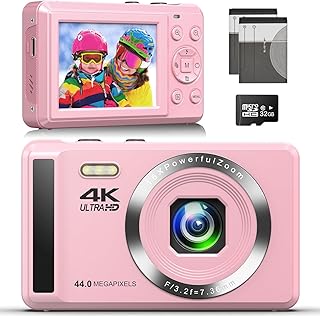 Digital Camera 4K UHD - 44MP Point and Shoot Digital Cameras - Autofocus 2.4'' Compact Digital Camera 16X Digital Zoom - V...
