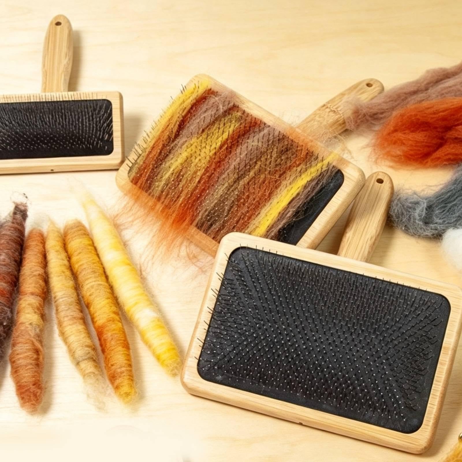 Generic Ensemble de Brosses à Carder, Brosse Cardeuse pour Chien, Outils de Feutrage pour Crochet et Feutrage