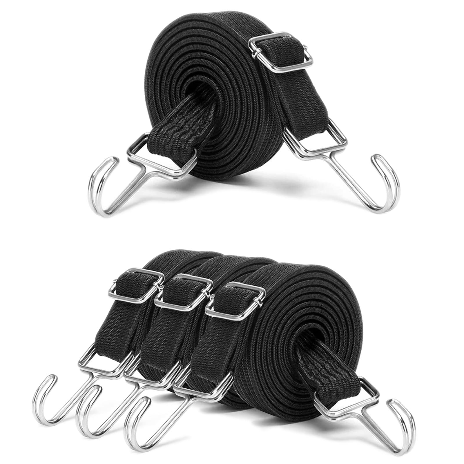 Lot De 4 Sangles Élastiques Réglables 100 Cm – Tendeurs Puissants Avec Crochets Métalliques Pour Vélo, Moto, Voiture, Camping & Transport De Charges