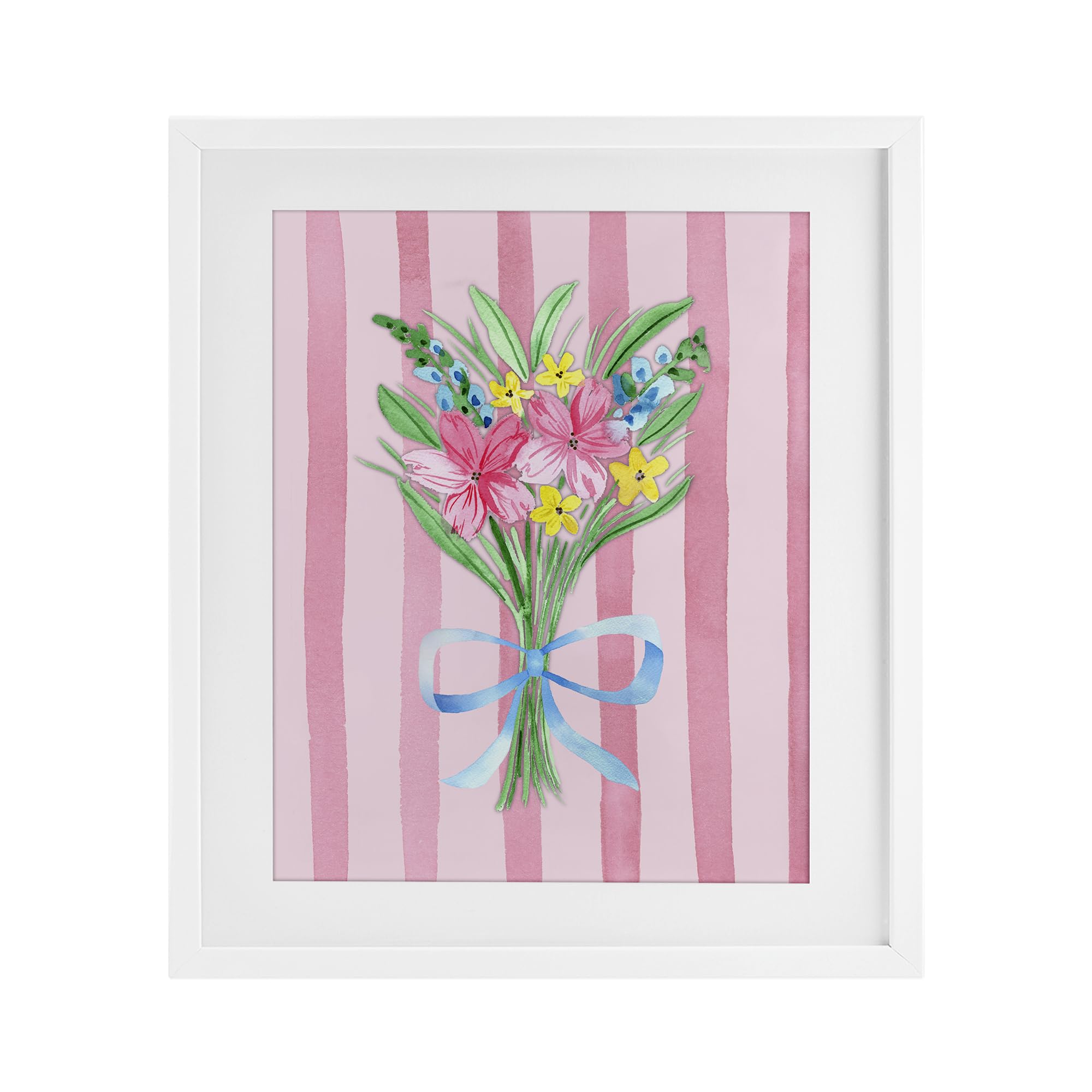 'Spring Bouquet Pink & Blue'| Framed Print Under Glass