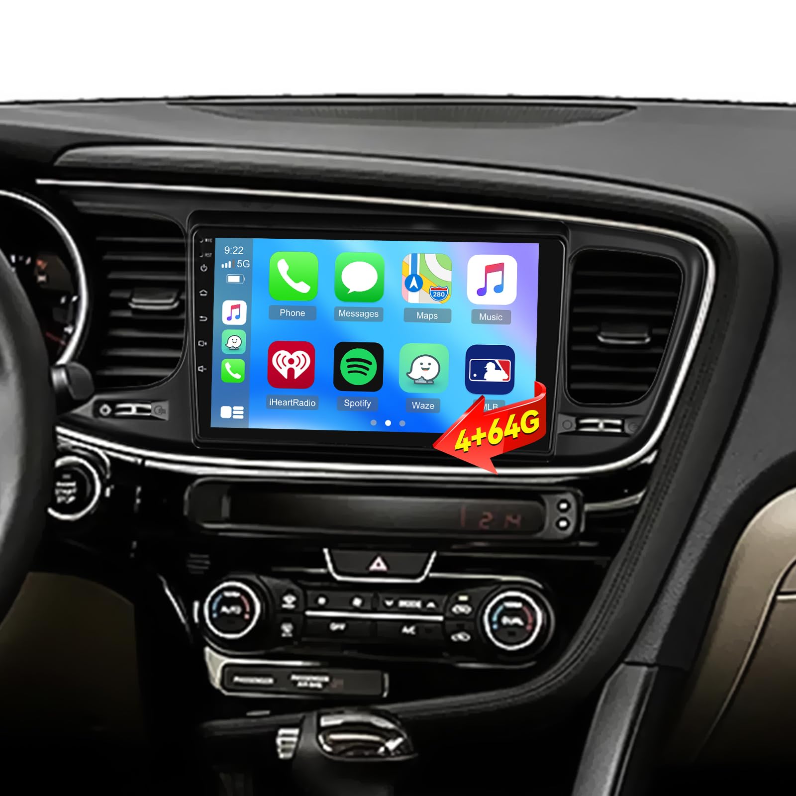 Photo 1 of [4G+64G] Car Radio for Kia K5 Optima 2013 2014 2015, 9 inch Android Touch Screen Kia K5 Optima Stereo, 32 EQ Audio/1280 * 720 Screen/Carplay/Android Auto/SWC/Bluetooth/WiFi