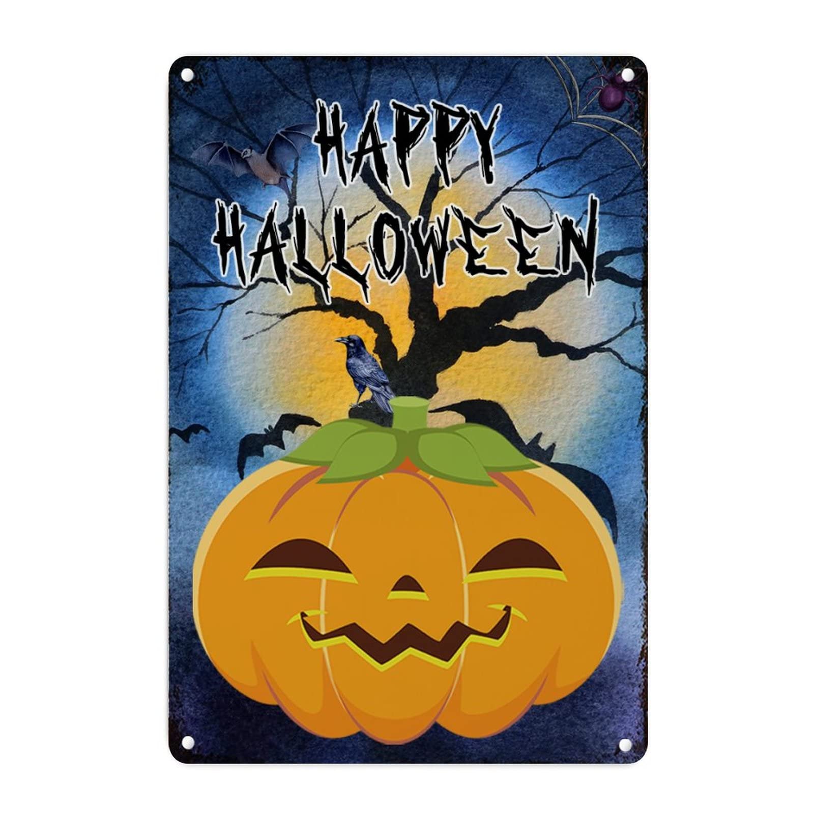 Cadeau Halloween plaque en métal shabby chic citrouille déco automnale party