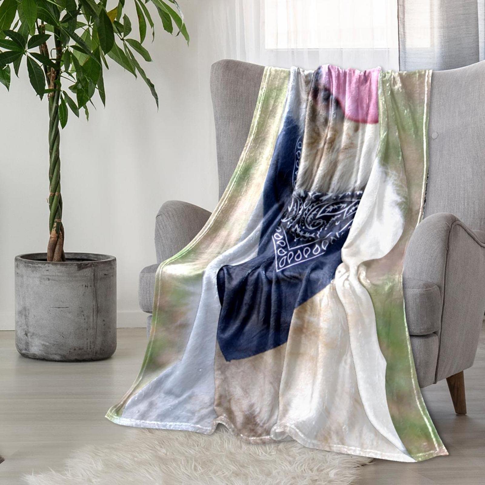 TBOUOBT Couverture Polaire de literie, décorative pour Le Sol du canapé de la Chambre,Golden Retriever Animal Chien Pet