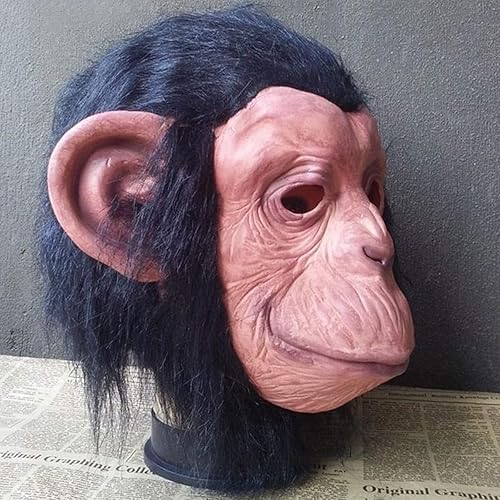 Miniatura 5 de Máscara de gorila de látex para cosplay de orangután, disfraz de mono de animal, máscara de cabeza completa, disfraces con cabello, Halloween,