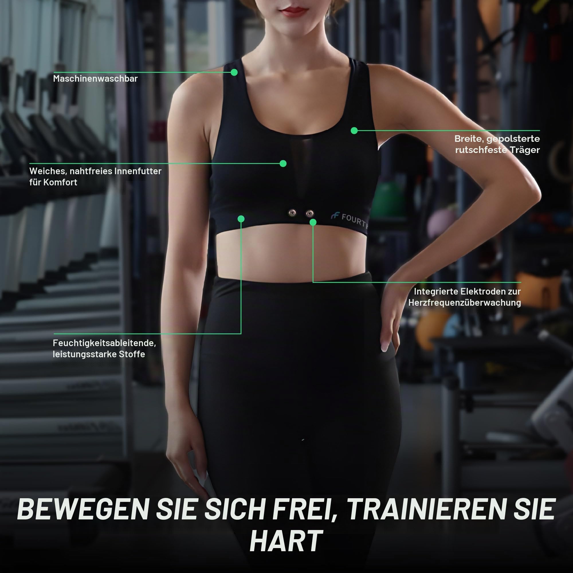Frontier HRM Sport BH Kompatibel mit Frontier X2 Polar Garmin Tickr Wahoo Coospo - Pulsmesser Sport-BH