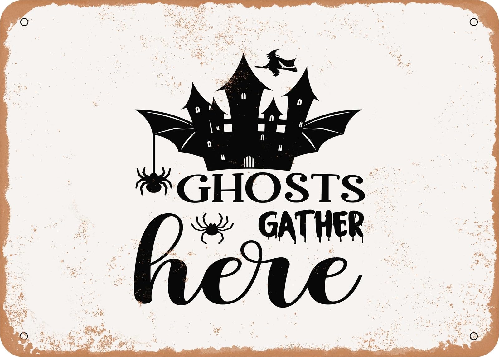 Miaomansenstore Metal Sign - Ghosts Gather Here - 2 - Vintage Look Sign Home Decor