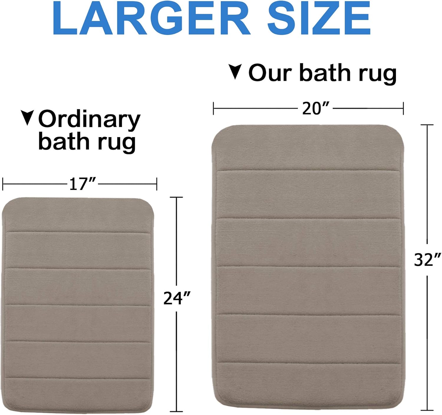 Flamingo P Memory Foam Bath Mat, Extra Soft Non Slip Absorbent Bathroom Mats Rugs Machine Washable for Shower, 20x32 Inches, Taupe