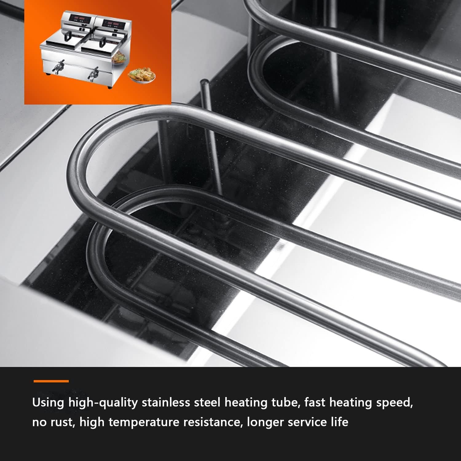 Friggitrice elettrica da banco con cestello Friggitrice da banco in Acciaio Inox con Coperchio e Temperatura Regolabile, per Ristorante, Pollo Fritto, 10L (Dimensioni: 10L)