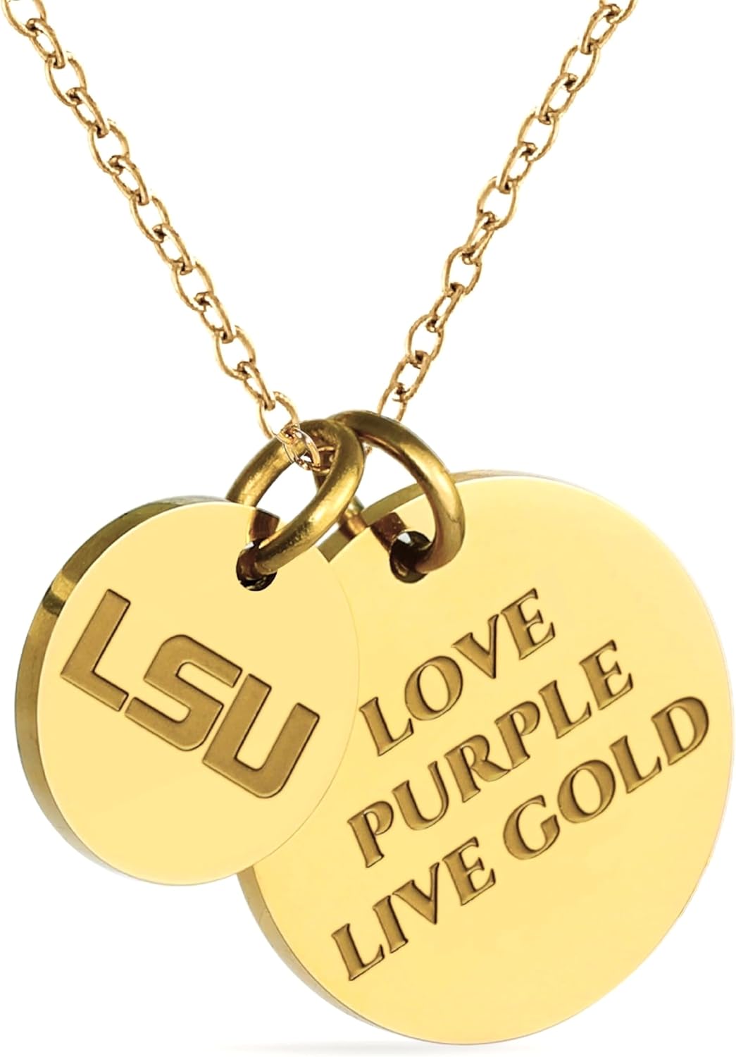 Stone Armory Necklace for LSU Tigers - 18K Gold-Plated Stainless Steel Jewelry Designed for Sensitive Skin - Adjustable 16-20in Chain, Gift for Louisiana State University Fans