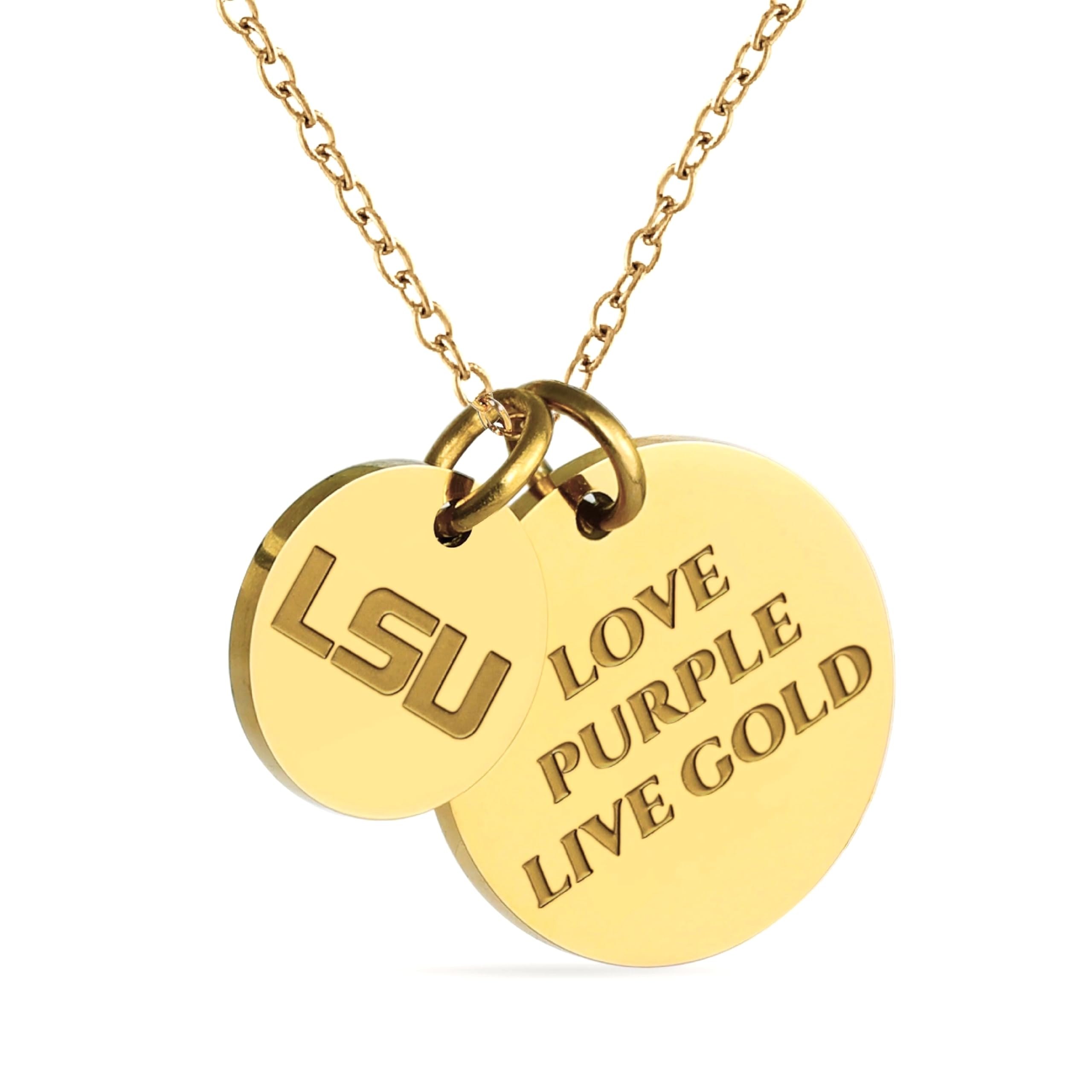 Stone Armory Necklace for LSU Tigers - 18K Gold-Plated Stainless Steel Jewelry Designed for Sensitive Skin - Adjustable 16-20in Chain, Gift for Louisiana State University Fans