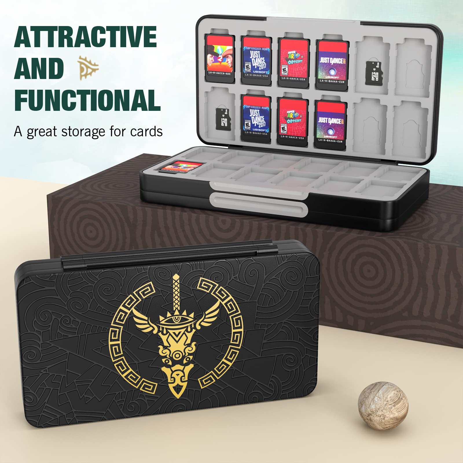 MoKo Funda para Almacenamiento de Switch Juegos Compatible con Nintendo Switch 2/Switch OLED 2021/Lite, Organizador de 48 Tarjetas Juego 24 Tarjetas SD Impermeable Estuche, Negro