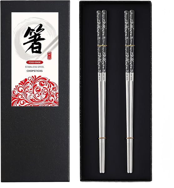 DONGDA palillos de acero inoxidable, 2 pares