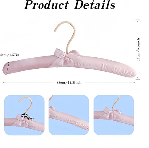 Miniatura 3 de Fazanwey Perchas acolchadas para ropa, perchas de satén, perchas acolchadas para mujer, suéteres (5 unidades)