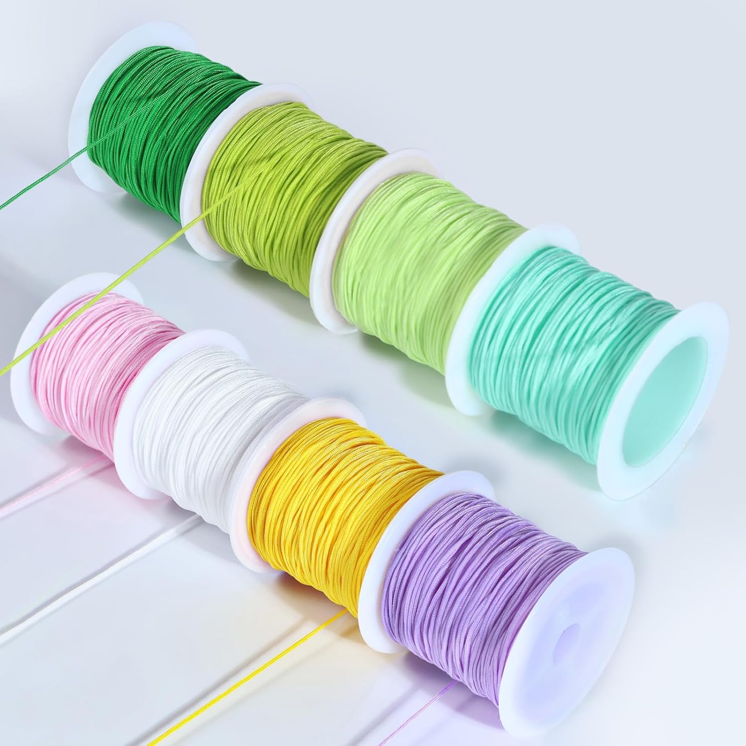Nylon Cord Nylon Thread 0.8 mm - 8 Colours, 20 m per Roll, Braided Cord - for Bracelets, Chinese Knots, Macrame, Key Chains, Phone Charms & DIY Jewellery