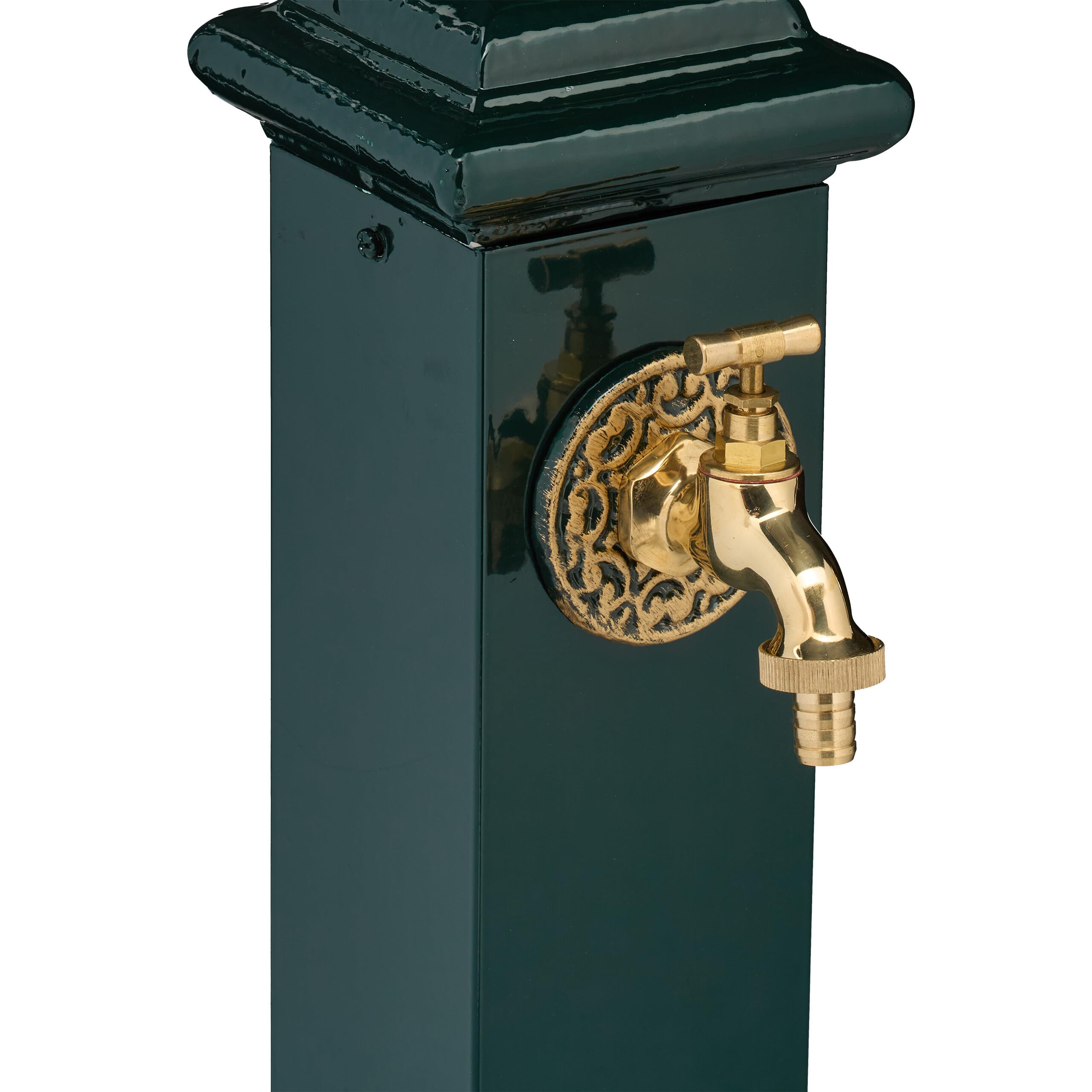 Relaxdays Fuente de Agua de Estilo Antiguo, con Grifo Jardín, 86x19x23 cm, Terraza, Patio, Decorativa, Verde Oscuro