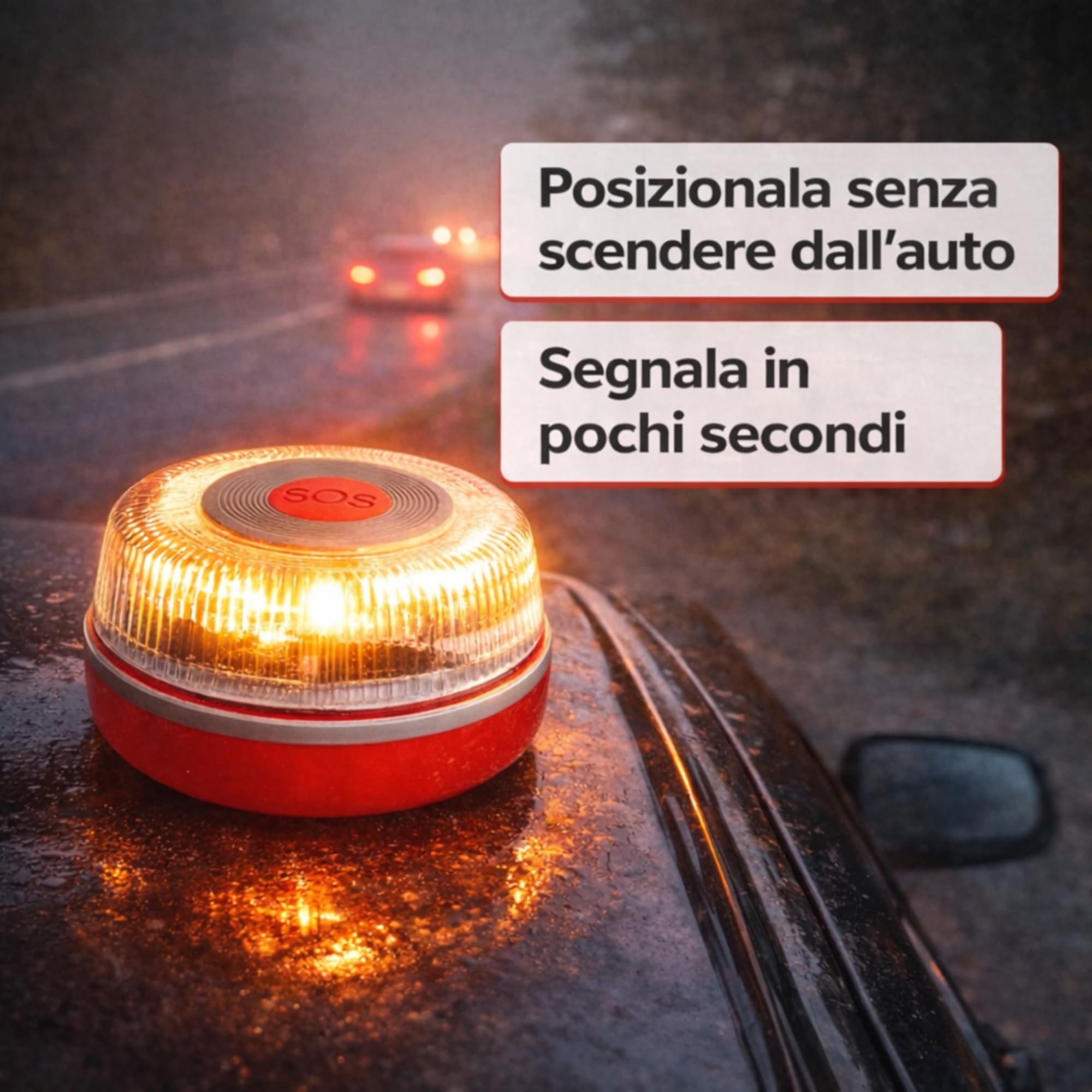 baliza v16 omologata spagna DGT 3.0 con Geolocalizzazione - Dispositivo Luminoso V16 Lampeggiante per Emergenza Auto - Faro Omologato Spagna - Luce di Emergenza