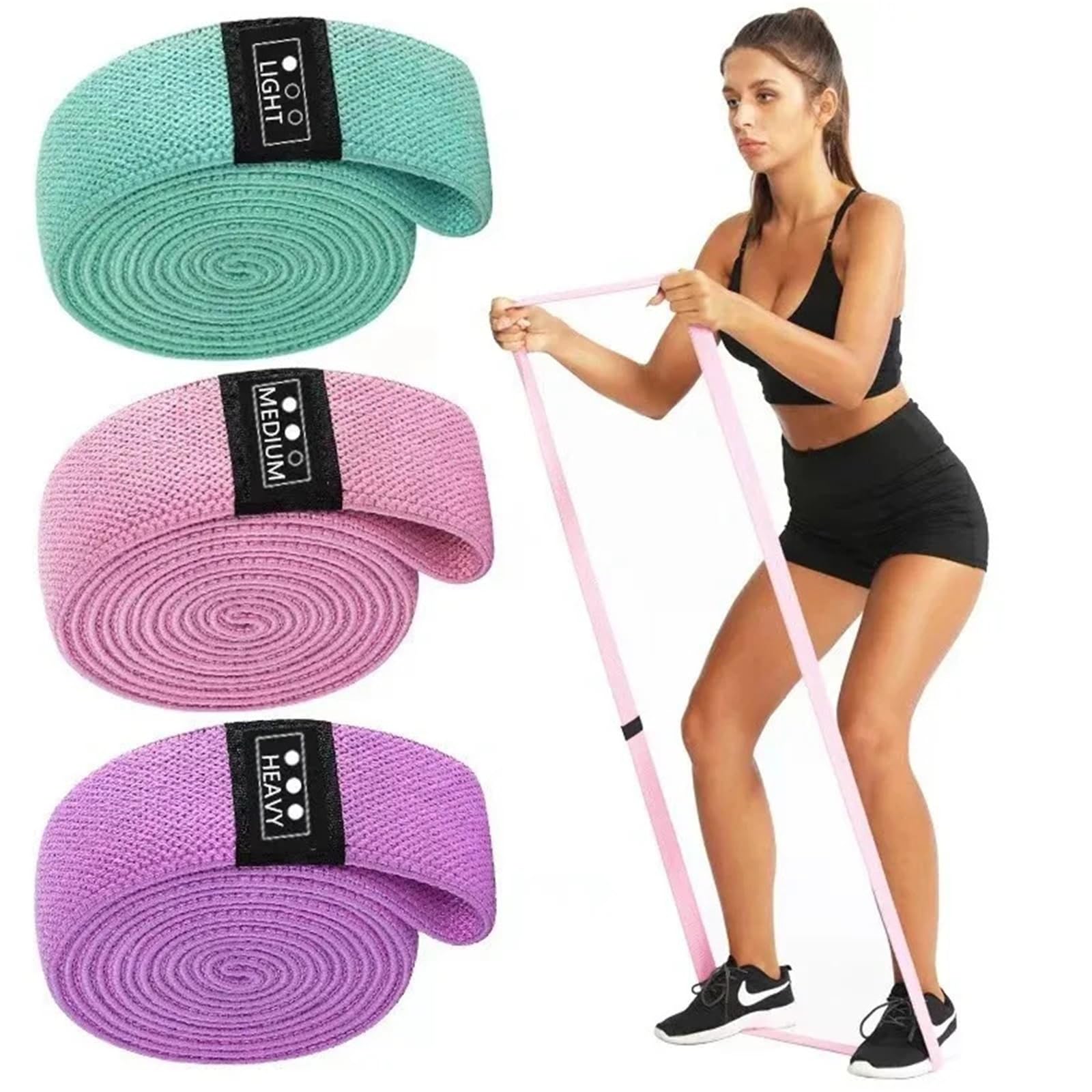 Fitnessbänder Widerstandsbänder 3 Stück/Set Lange Widerstandsbänder for Trainieren, Stoffband, Stretch for Übungen