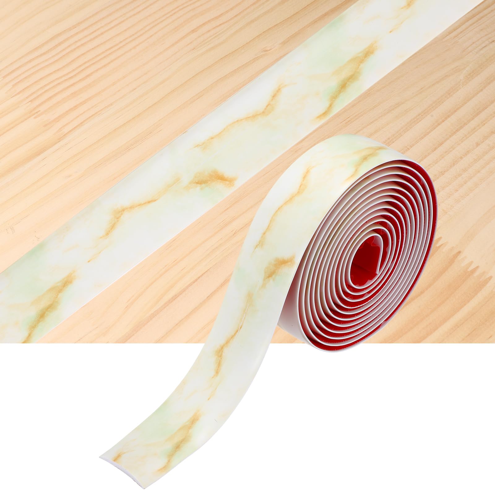 sourcing map Floor Transition Strip, 3 Meters x 40mm(LxW) Self Adhesive Vinyl Flooring Edging Trim PVC Flooring Flat Divider Strip Cover Strips for Joining Floor Gaps, Yellow Vein Cream White — image 1