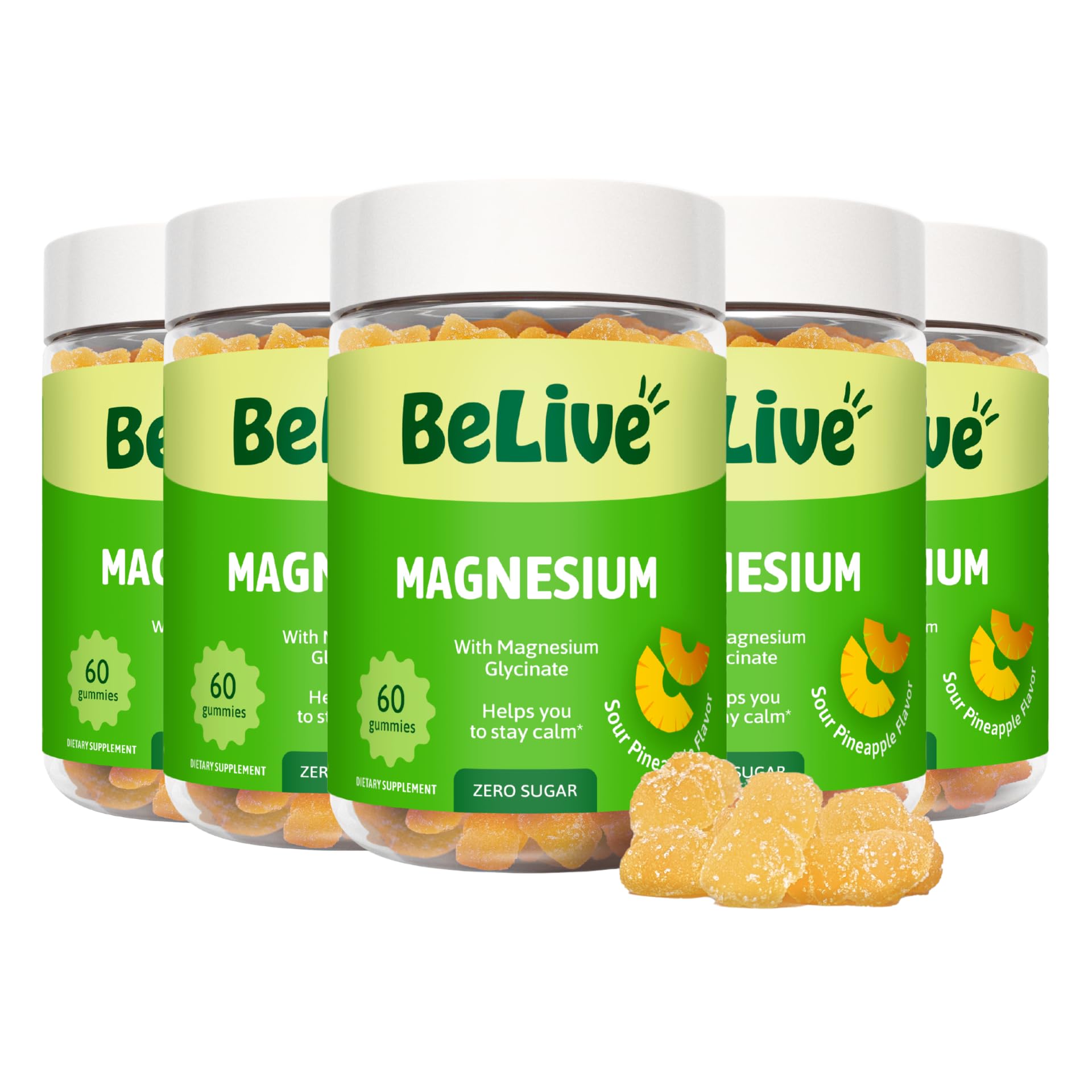 BeLive Magnesium Glycinate Gummies for Sleep Support, Zero Sugar, 300 Count