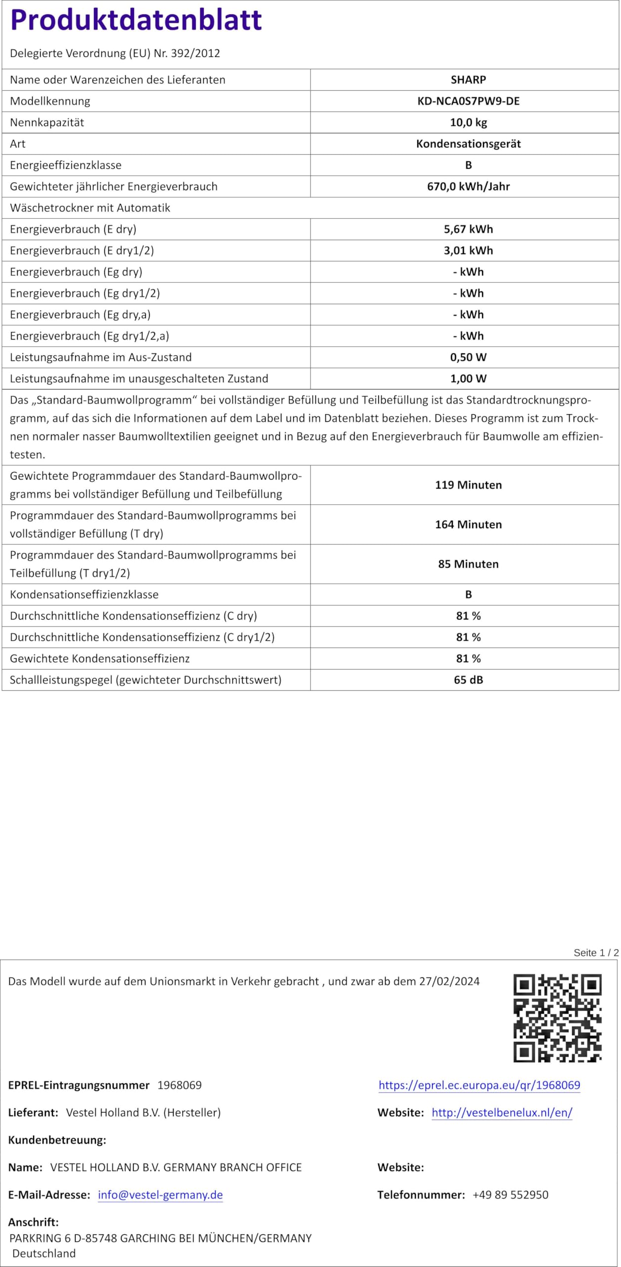 Midea Kondenstrockner T 3.8B / 8kg / B/Auto Dry/Knitterschutz ...