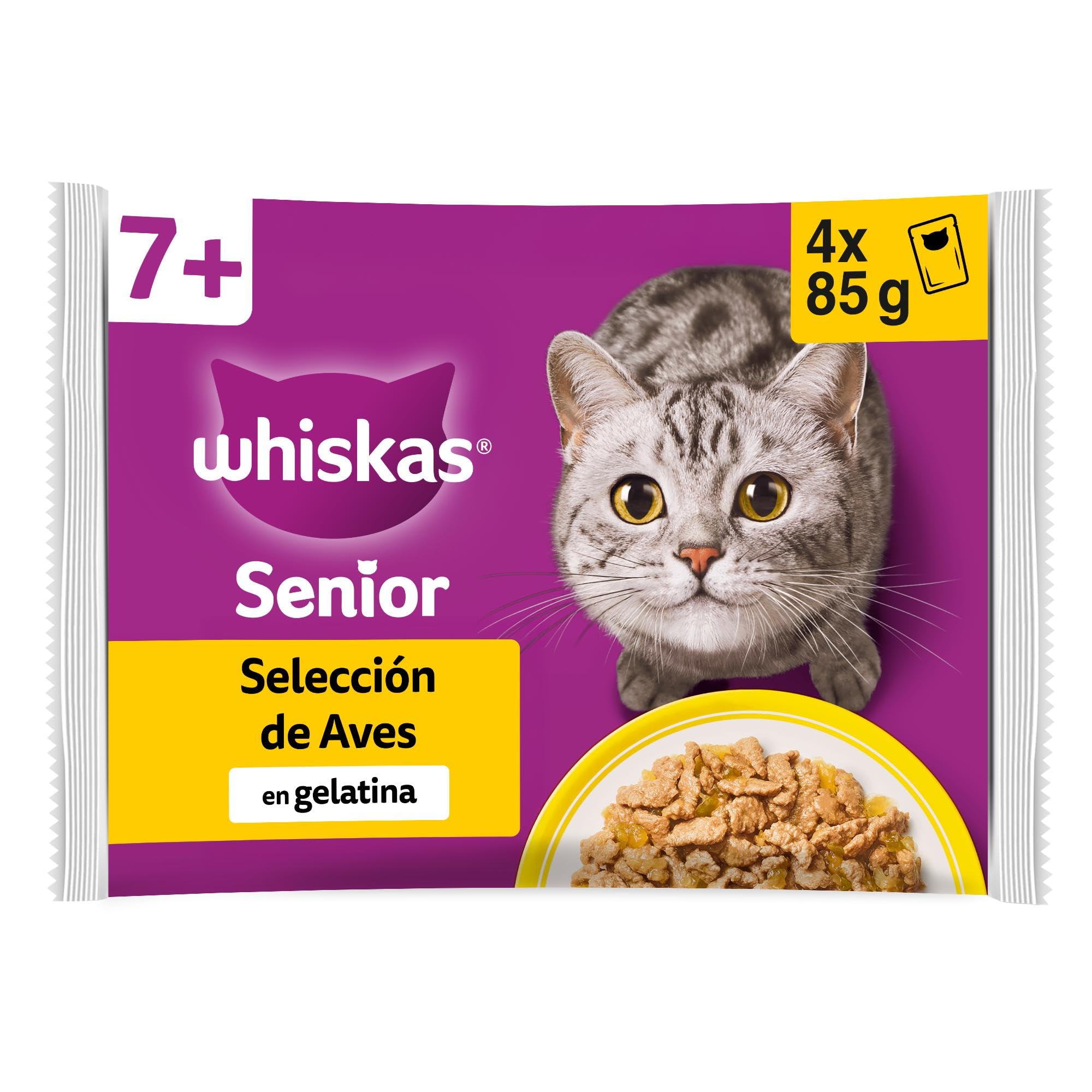 Whiskas Senior 7+ Wet Food Gelatin Cats Selection Birds - 13 x 4 sachets x 85 g